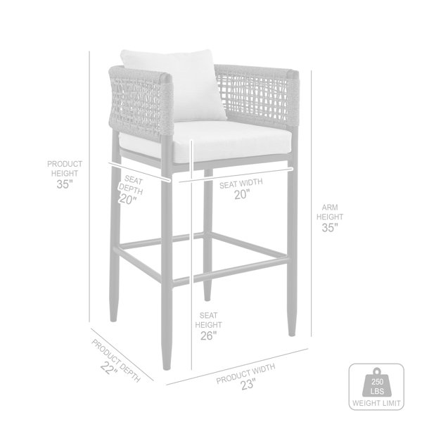 Scotia 30" Patio Bar Stool with Cushion AllModern